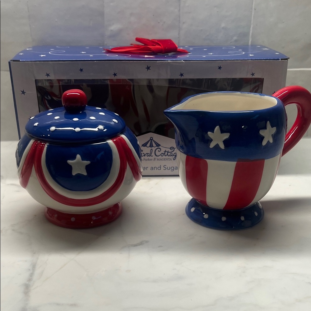 Johanna Parker Patriotic Fourth Of July Sugar and Creamer